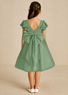 Azazie Kaeya Flower Girl Dresses Matcha A-Line Bow Tulle Dress image1