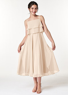 Azazie Ensley Junior White Alabaster A-Line Pleated Chiffon Dress image1