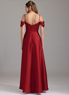 Azazie Marley Bridesmaid Dresses Pomegranate A-Line Off the Shoulder Stretch Satin Convertible Dress image5
