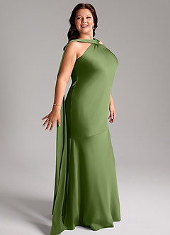 Azazie Kinsley Vestidos de damas de honor Vestido de Enebro de Satén Elástico de Corte Sirena con Corte Lateral image5