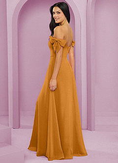 Barbie ♥ Azazie Bridesmaid Dresses Butterscotch A-Line Off the Shoulder Chiffon Convertible Dress image6