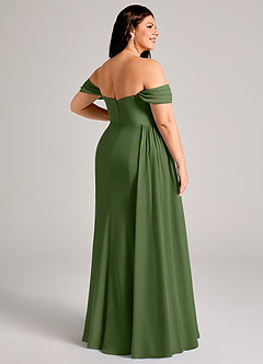 Azazie Amyra Bridesmaid Dresses Olive Sheath Off the Shoulder Chiffon Convertible Dress image14