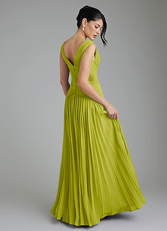 Azazie Kima Bridesmaid Dresses Lemongrass A-Line Pleated Chiffon Dress image8