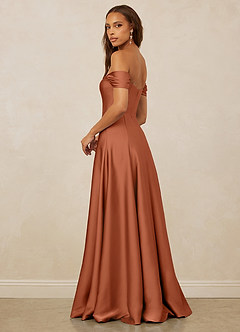 Christian Siriano Bridal for Azazie 1002 Robes de demoiselle d'honneur Robe Trapèze Convertible en Satin extensible Épaule décolletée Rose De Cèdre image3