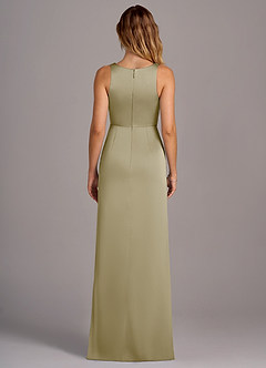 Azazie Wrenlee Bridesmaid Dresses Moss Green A-Line Stretch Satin Dress image7