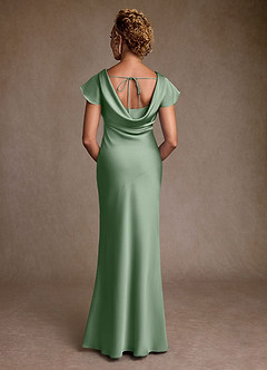 Azazie Shelby Mother of the Bride Dresses Matcha Mermaid Pleated Stretch Satin Dress image2
