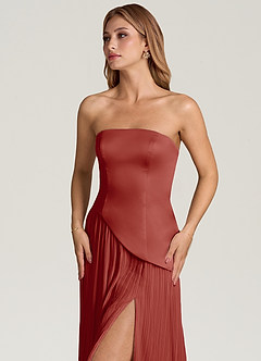 Azazie Tierney Bridesmaid Dresses Terracotta A-Line Strapless Chiffon Convertible Dress image2