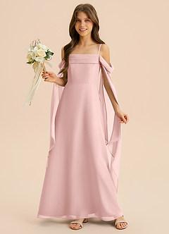 Azazie Moana Junior Powder Pink A-Line Pleated Chiffon Dress image4