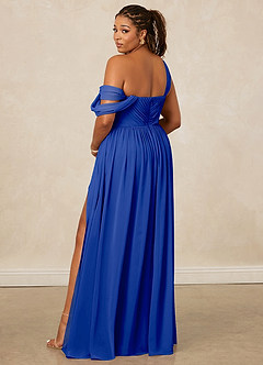 Christian Siriano Bridal for Azazie 1014 Robes de demoiselle d'honneur Robe Trapèze en Mousseline de soie Épaule décolletée Bleu Roi image3