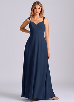 Azazie Beatrice Bridesmaid Dresses Dark Navy A-Line Sweetheart Neckline Chiffon Dress image3