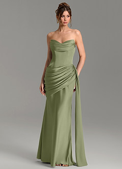Azazie Zorah Bridesmaid Dresses Garden Sage Mermaid Corset Stretch Satin Convertible Dress image4