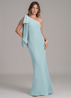 Azazie Capri Bridesmaid Dresses Mist A-Line One Shoulder Chiffon Dress image1