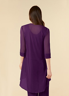 Azazie Frances Mother of the Bride Dresses Grape Jumpsuit/Pantsuit Scoop Mesh Dress image6