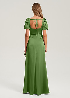 Azazie Fyona Jurken voor bruidsmeisjes Jurk van Stretch Satijn met A-Lijn Geplooid Basilicum image8