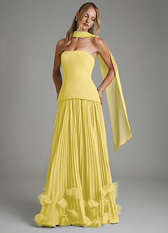 Azazie Alex Bridesmaid Dresses Canary A-Line Corset Chiffon Dress image3