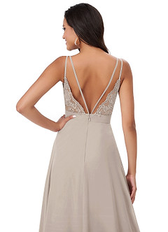 Azazie Lennon Bridesmaid Dresses Frost A-Line Lace Chiffon Dress image2