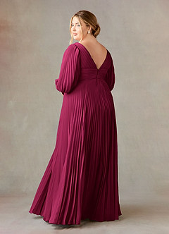Azazie Zahara Final Sale Burgundy A-Line V-Neck Pleated Chiffon Dress image10