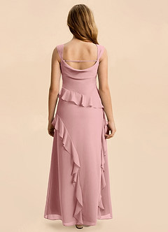 Azazie Sloane Junior A-Linie Herzausschnitt Chiffon Kleid Altrosa image2