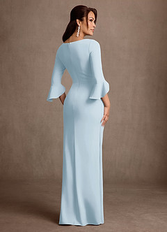 Azazie Linnette Abiti per la Madre della Sposa Abito Tubino in Crepe Elasticizzato Plissettato Azzurro image2