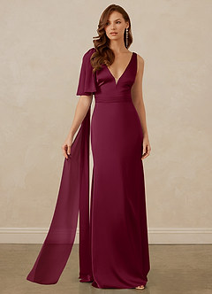 Christian Siriano Bridal for Azazie 1011 Bridesmaid Dresses Mulberry Mermaid Bow Stretch Satin Dress image6