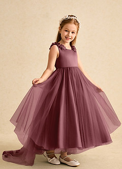 Azazie Lorita Flower Girl Dresses Desert Rose A-Line Beaded Tulle Dress image7