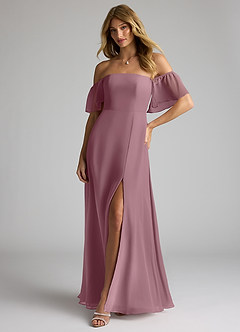 Azazie Sue Brautjungfernkleider Wandelbar A-Linie Schulterfrei Chiffon Kleid Vintage Mauve image3