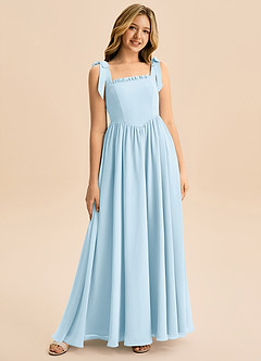 Azazie Delia Junior Abito A-Line in Chiffon Fiocco Azzurro image1