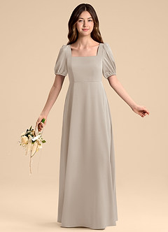 Azazie Briar Junior Frost A-Line Bow Stretch Satin Dress image5