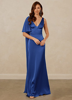Christian Siriano Bridal for Azazie 1011 Bridesmaid Dresses Royal Blue Mermaid Bow Stretch Satin Dress image3