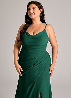 Azazie Deandra Bridesmaid Dresses Emerald Mermaid Pleated Chiffon Dress image12