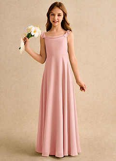 Azazie Puppy Junior Formal Flower Girl Dresses Rosette A-Line Pleated Chiffon Dress image3