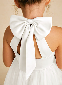 Azazie Dora Flower Girl Dresses Ivory A-Line Bow Tulle Dress image5