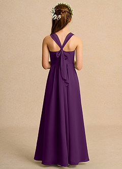 Azazie Tater Girls Formal Flower Girl Dresses Grape A-Line Pleated Chiffon Dress image2