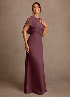 Azazie Frieda Mère de la mariée Robes Robe Trapèze en Mousseline de soie Appliqué Sangria image4