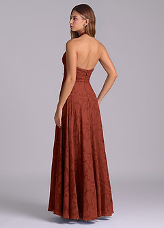 Azazie Tessie Brudtärnklänningar Klä av A-Linje i Blommig Utbrändhet Plisserad Terrakotta image6