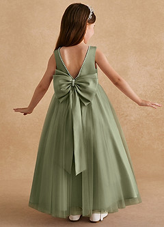 Azazie Cookie Flower Girl Dresses Pistachio A-Line Bow Tulle Dress image1