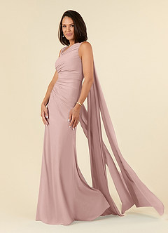 Azazie Franchesca Mother of the Bride Dresses Dusty Rose Mermaid Pleated Stretch Chiffon Dress image2