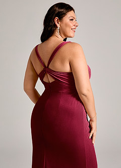 Azazie Mero Bridesmaid Dresses Burgundy Mermaid Pleated Velvet Dress image9