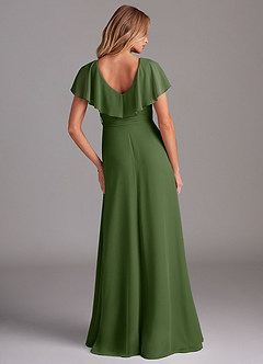 Azazie Lainey Bridesmaid Dresses Olive A-Line with Pockets Chiffon Dress image7