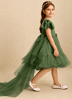 Azazie Cocoa vestidos de niña de las flores Vestido de Oliva de Tul de Princesa con Plisado image4