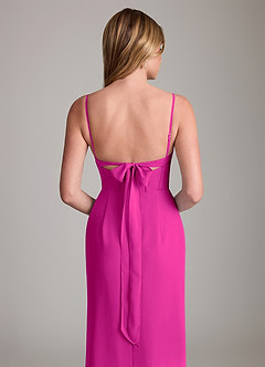 Azazie Mai Vestidos de damas de honor Vestido de Fucsia de Gasa de Corte Recto con Plisado image6