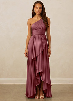 Christian Siriano Bridal for Azazie 1008 Bridesmaid Dresses Desert Rose A-Line One Shoulder Stretch Satin Dress image1