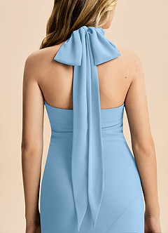 Azazie Velli Junior Meerjungfrau-Linie Hoher Kragen Chiffon Kleid Stahlblau image6