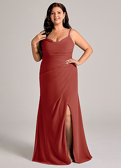 Azazie Deandra Bridesmaid Dresses Terracotta Mermaid Pleated Chiffon Dress image7