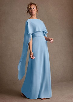 Azazie Marilla Mère de la mariée Robes Robe Trapèze en Mousseline de soie Plissée Poudre Bleue image2