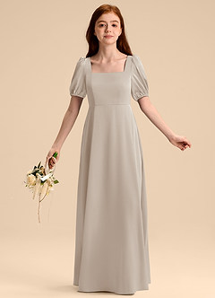 Azazie Briar Junior Frost A-Line Bow Stretch Satin Dress image5