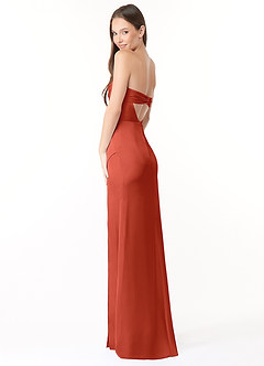 Azazie Leonis Brautjungfernkleider Wandelbar Meerjungfrau-Linie Plissee Stretch-Satin Kleid Rost image7