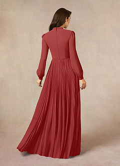 Azazie Adellah Mother of the Bride Dresses Rust A-Line Pleated Chiffon Dress image3