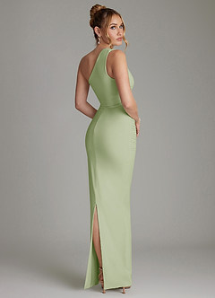Azazie Shanice Bridesmaid Dresses Dusty Sage Sheath One Shoulder Premium Stretch Jersey Dress image2