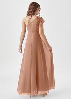 Azazie Arabella Junior Robe Trapèze en Mousseline de soie Rayé Champagne Rosé image2